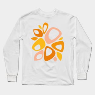 Mid Century Modern Abstract Peach, Marigold, Yellow Long Sleeve T-Shirt